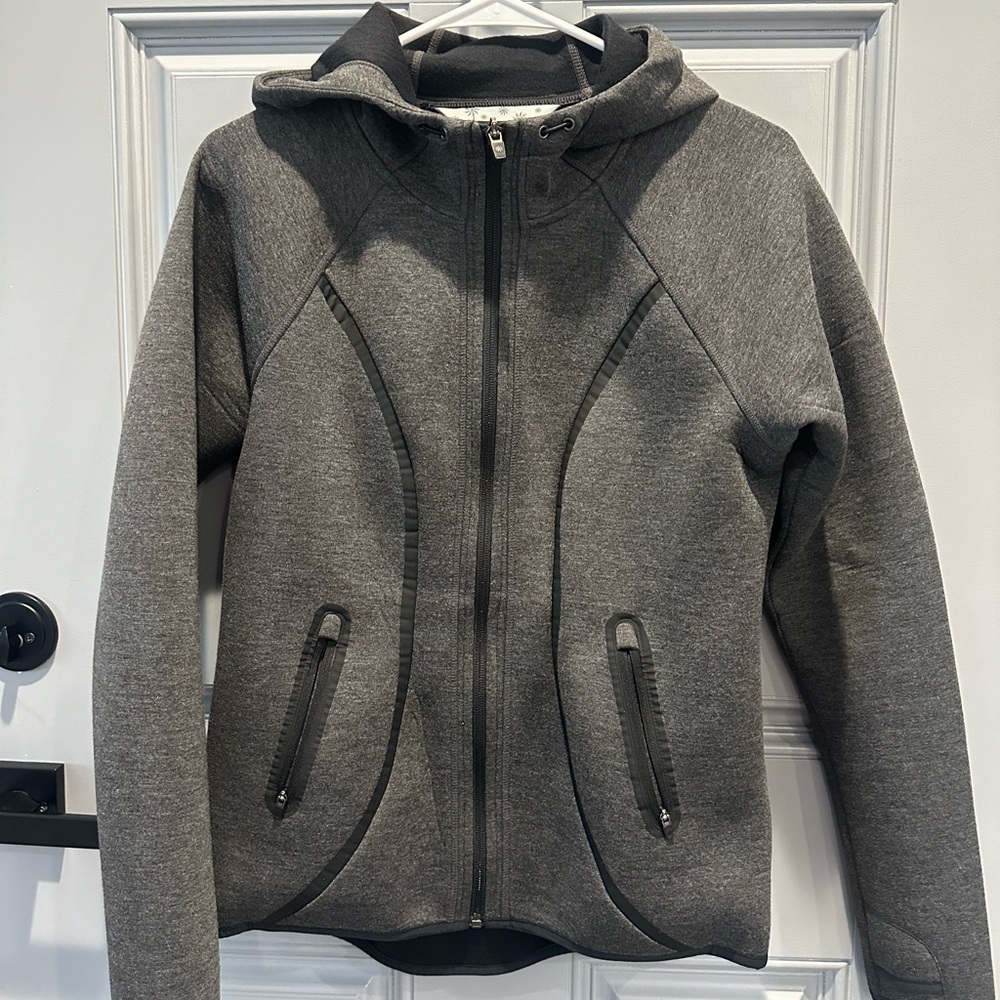 ATHLETA Fuse Scuba Hoodie Activewear Sweatshirt Jacket Dark Gray Women’s Sz M